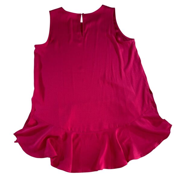 NWT ANN TAYLOR Red Ruffle Tank tunic Size S - Picture 2 of 5